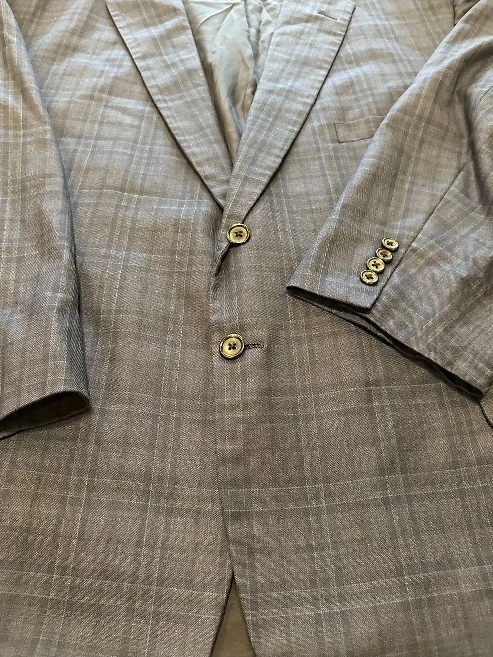 Vintage H. Freeman & Son custom-tailored navy blue windowpane sport coat